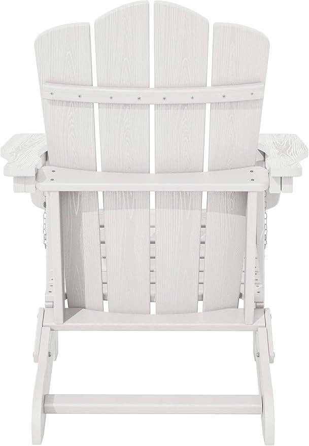KINGYES Folding Adirondack Chair Set of 8, HDPE All-Weather Folding Adirondack Chair, White