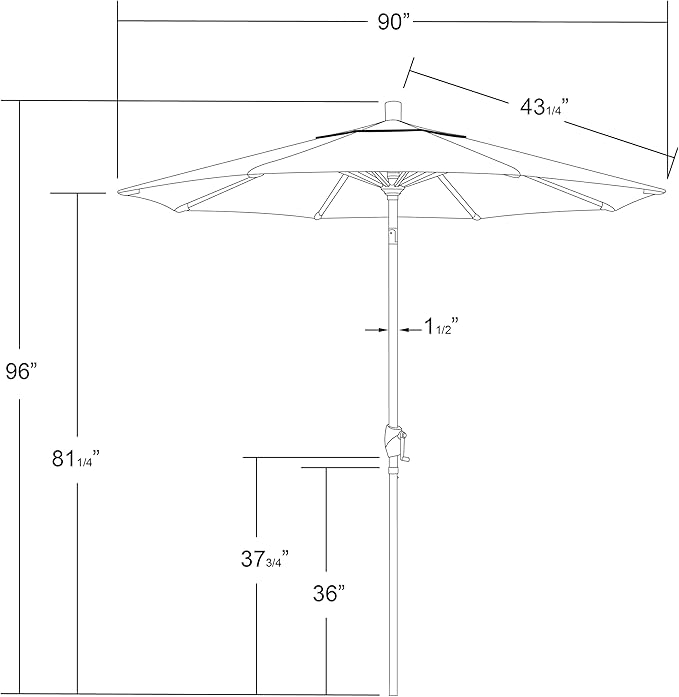 California Umbrella 7.5' Round Aluminum Market Umbrella, Crank Lift, Push Button Tilt, White Pole, Terrace Adobe Olefin