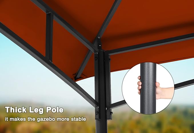 MASTERCANOPY Outdoor Garden Gazebo for Patios with Stable Steel Frame and Netting Walls (11x11,Rust Red)