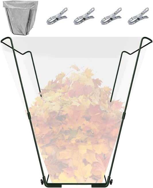 Jayhalo Trash Bag Holder, Outdoor Metal Leaf Bag Holder Stand 30-45 Gal, Portable Garbage Bag Holder Frame for Garden Camping Portable Trash Can, Leaf Bag Holds Disposable Bags, Freestanding Design