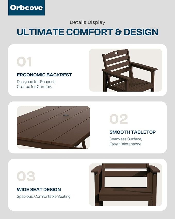HDPE 2-Piece Outdoor Dining Chairs, Weather-Resistant Heart-Cutout Design Patio Dining Chairs, Outdoor Furniture for Lawn, Patio, Porch, Deck, Poolside, Yard (Mahogany)