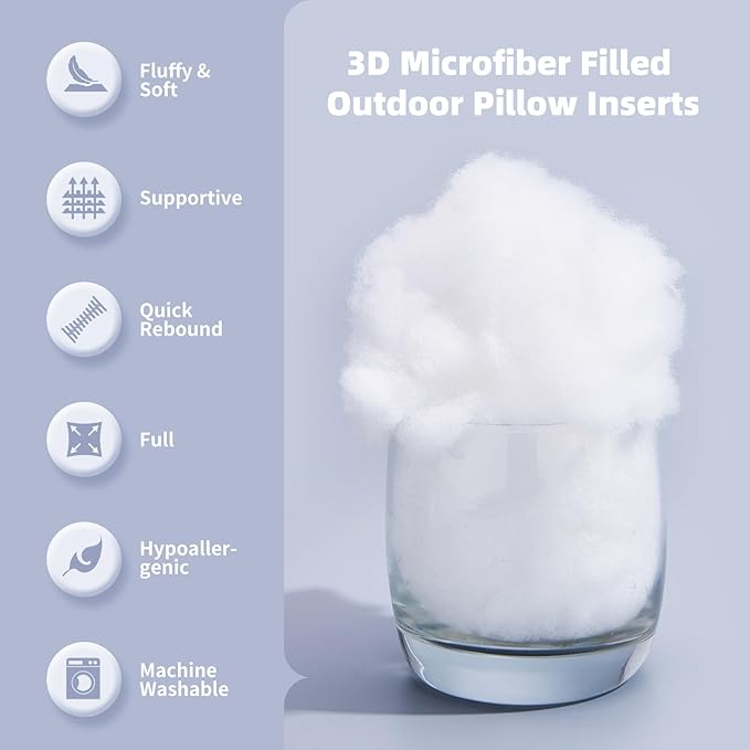 12 x 20 Outdoor Pillow Insert Small Throw Pillow Inserts Pack of 2 Water Resistant Patio Furniture Pillows Decorative Porch Couch Pillows Premium Rectangle Lumbar Sofa Pillow, White
