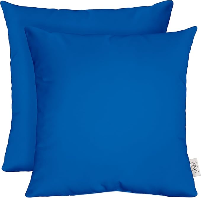 RSH DECOR: Sunbrella Square Throw Pillows Set of 2 | 17" x 17" | Water and Fade-Resistant Performance Fabric | Outdoor Pillow Covers with Down-Alternative Inserts | Canvas Pacific Blue