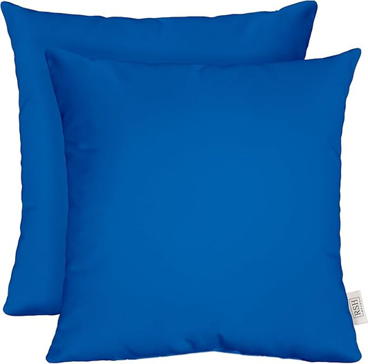 RSH DECOR: Sunbrella Square Throw Pillows Set of 2 | 17" x 17" | Water and Fade-Resistant Performance Fabric | Outdoor Pillow Covers with Down-Alternative Inserts | Canvas Pacific Blue