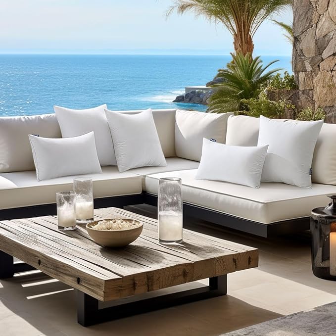 MIULEE Pack of 4 20x20 Inch Outdoor Pillow Inserts Waterproof Decorative Throw Pillow Insert, Square Lumbar Garden Pillow Form for Patio Sofa Couch