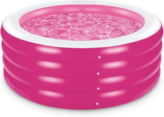 Inflatable Pool, Large Deep Round 70"x30" Family Inflatable Swimming Pool with Handles, Summer Water Party, Kids, Outdoor, Garden Backyard, Suitable for Adults & 3+ Year Olds (Pink)