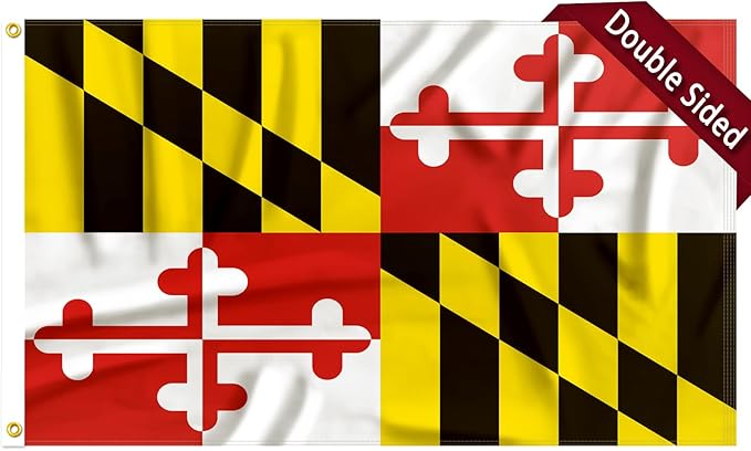 FLAGWIN Maryland Flag 3x5 FT - 3 Ply Double Sided Polyester Flag with Brass Grommets - Vivid Color and Fade Proof State of Maryland Flags 3x5 Outdoor