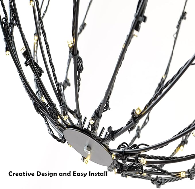 LED Light Balls Metal Hanging Tree Sphere Globe Light for Patio Holiday Festival Garden Decor (12 Inch 1 Pack)
