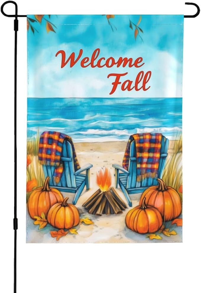 Welcome Fall Garden Flag Vertical Double Sided Outdoor Yard Flags 12.5x18 Inch Burlap Banners for House Lawn