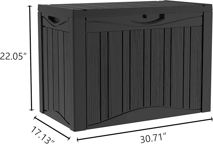 Outdoor Resin Storage Deck Box, 45 Gallon Capacity, Weather-Resistant, Black