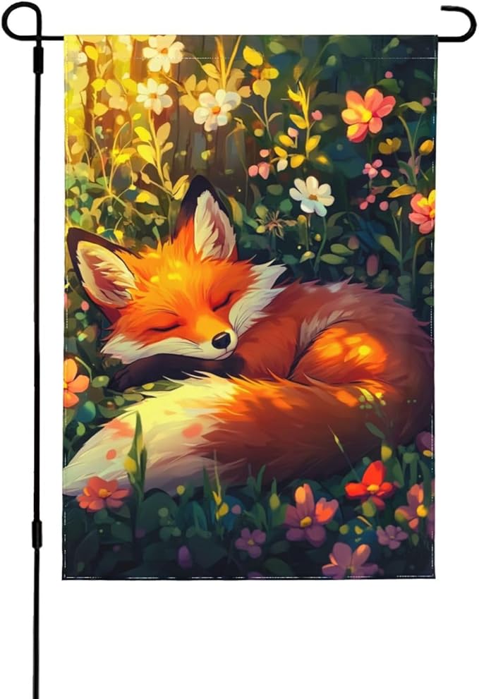 Fox Garden Flag Vertical Double Sided Outdoor Yard Flags 12.5x18 Inch Burlap Banners for House Lawn