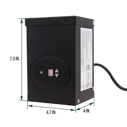 GKOLED ETL Listed 120W Low Voltage Transformer with Photocell and Timer, 120V AC to 12V AC Outdoor Power Pack, Dual Isolated Outputs, for Landscape Lighting Systems, Fully Encapsulated Toroid Core