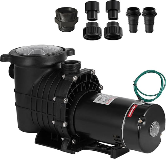 2 HP Pool Pump 110 V/220 V Swimming Pool Pump 6840 GPH In/Above Ground Pool Pumps 1500 W Powerful Self Primming Pump for Residential/Commercial Pool, Spas and Hot Tubs, Landscape Fountain