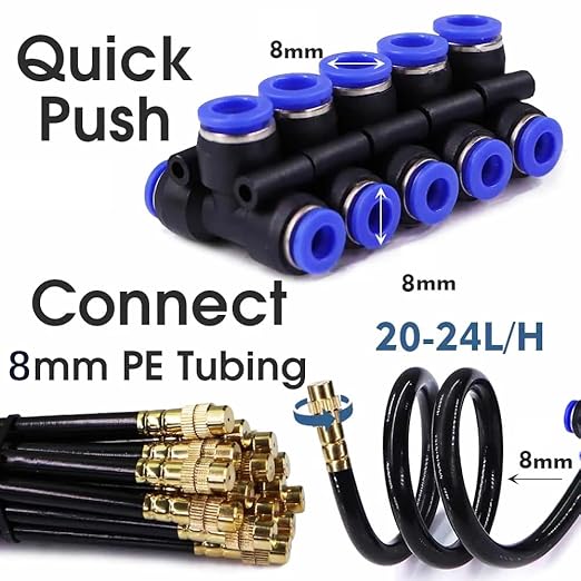 360° Adjustable Drip Irrigation System 32.8FT Garden Watering System with 10 Nozzles, Garden Irrigation System, Greenhouse Accessories, Atomizing System for Yard, Lawn, Plants, 5/16 in Hose