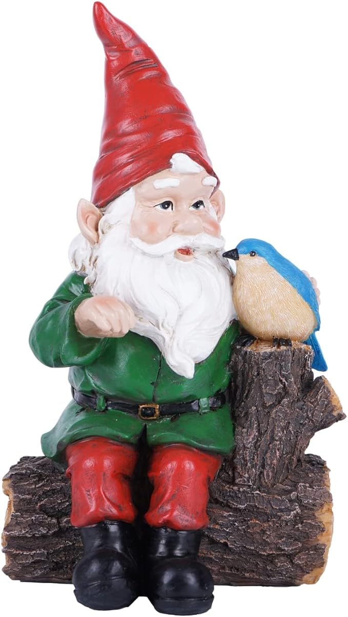 TZSSP Outdoor Gnome Statue Decoration Garden Statue Hand-Painted Statue with Bird Statue for Patio,Lawn,Garden Decoration