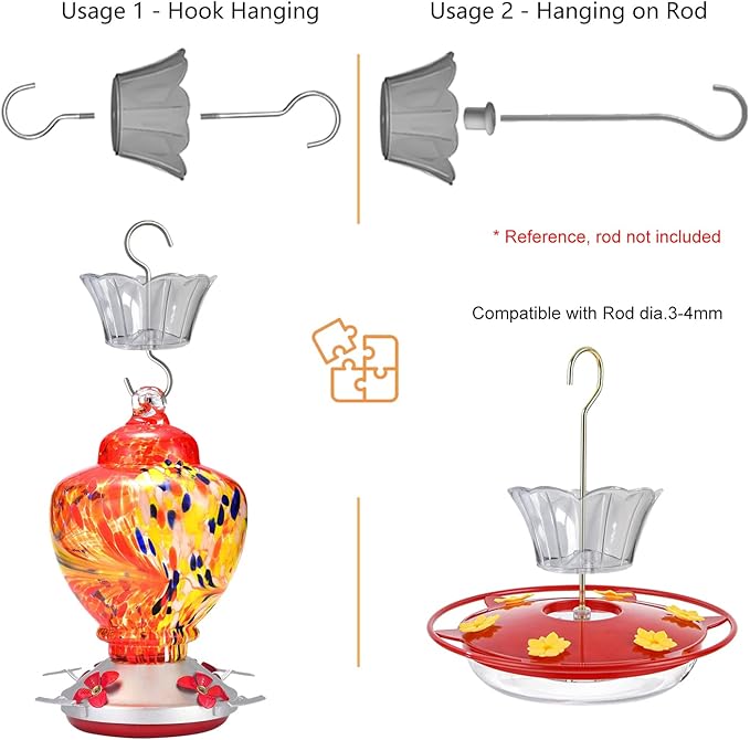 Ant Moat for Hummingbird Feeder - 3 OZ x 2 Pack Clear Insect Guard with Large Capacity