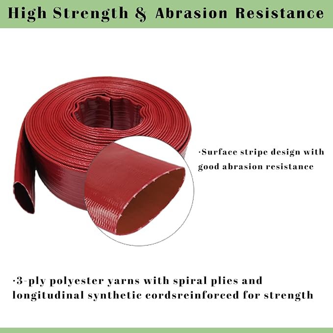 Eastrans 2 IN x 50 FT Pool Backwash Hose, Extra Heavy Duty Discharge Hose,10 Bar Working Pressure, 30 Bar Burst Pressure,Wall Thickness 1.8mm, High pressure resistance,Ultra Strong Wear Resistance
