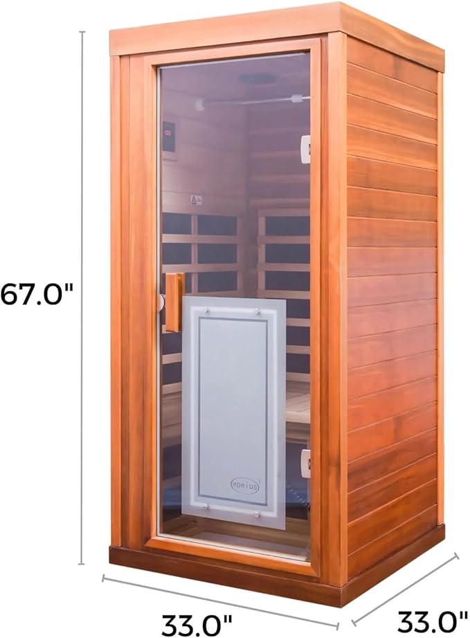 Red Cedar Personal Far Infrared Indoor Sauna Room, Indoor Sauna for Home Spa with Door Heating, 1350w, 8 Heating Plates, Bluetooth Speaker, Reading Lamp, Toughened Glass Door.