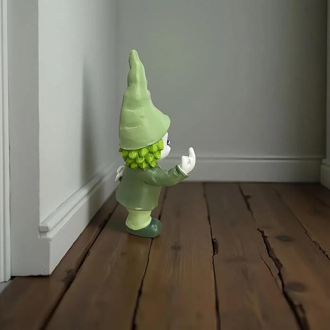 Halloween Decor Funny Garden Gnomes, Middle Finger Gifts Statue Horror Movie Gnome Creepy Outdoor Decor for Haunted House Lawn Table Decoration (5.5in, Green)
