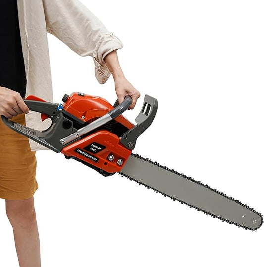 22 Inch Gas Chainsaw 60CC 2.8KW Petrol Chainsaws 2-Stroke Engine Chainsaw Chain Saw Set for Cutting Wood Outdoor Home Farm Us (Orange)