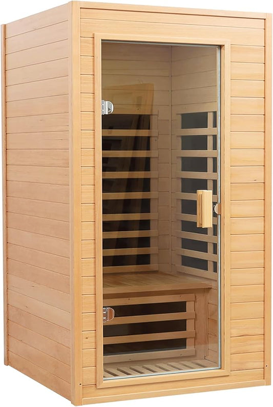 Infrared Saunas for Home 1 Person Indoor Sauna Dry Sauna for Home,1290W Low Emf Infrared Sauna Red Light Saunas for Home with Bluetooth Reading Light,Room:73.03 * 33.85 * 33.77Inch