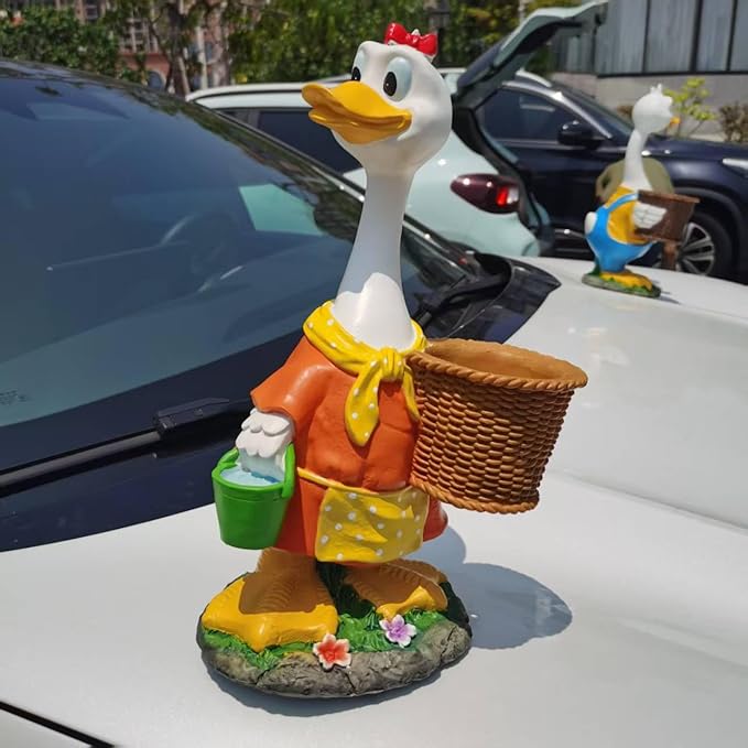 Couple Duck Garden Statue Duck Succulent Plant Flower Pot Goose Flower Pot Statue Indoor and Outdoor Art Decoration Courtyard Garden Terrace Lawn and Office Decoration Ideal Festival Gift