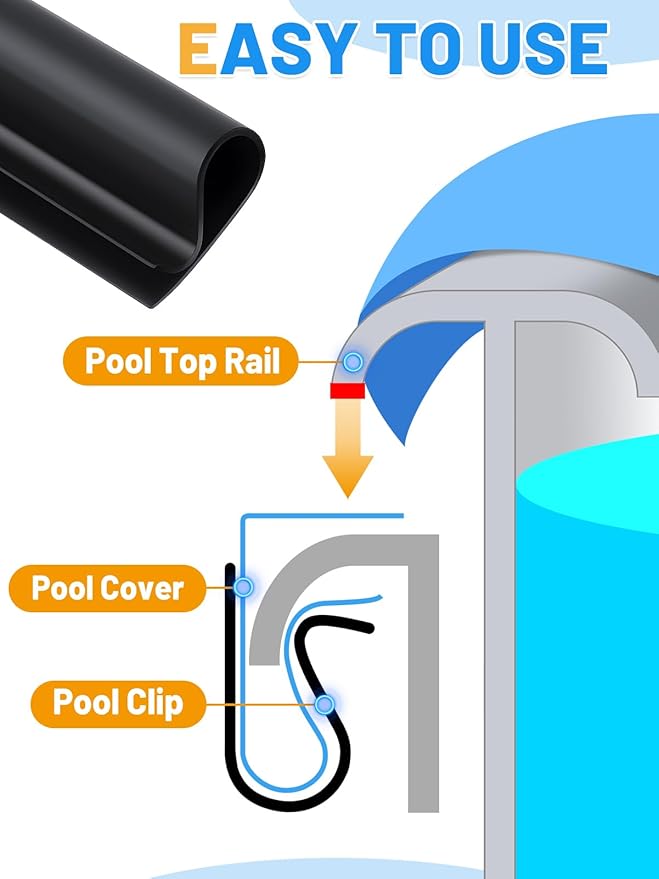 60 Pcs 4.7" Winter Pool Cover Clips - Pool Closing Kit for Above Ground Steel Wall Pools, Wind Guard Clamps for Securing Cover Tightly(Black)