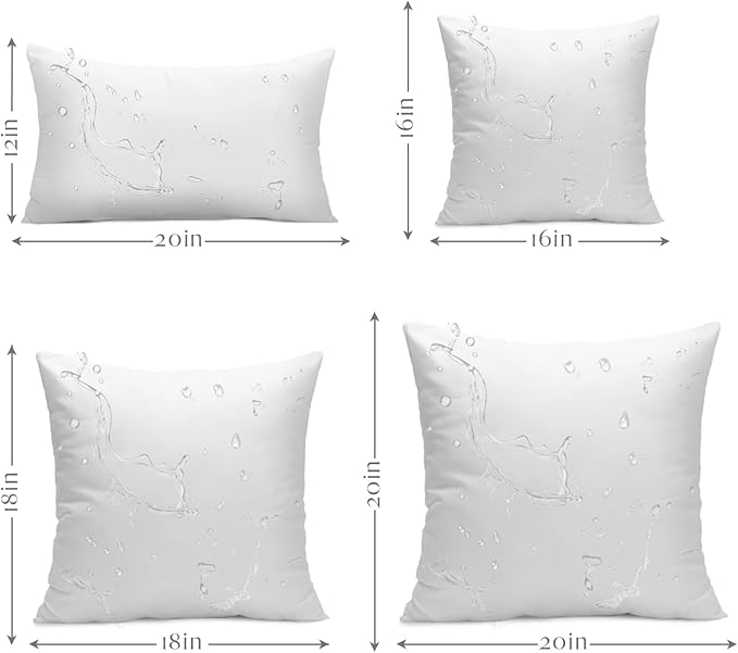 Ashler Outdoor Pillows, 18 x 18 Pillow Inserts Set of 4, Waterproof Throw Pillow Inserts Hypoallergenic for Patio, Water Resistant Indoor Outdoor Decorative