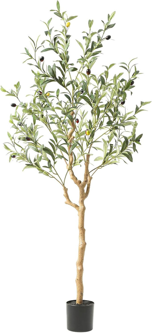Tall Faux Olive Tree，4Ft(48in) Realistic Texture Potted Silk Artificial Olive Tree， Fake Olive Trees Indoor Outdoor for Home Office Living Room Bedroom Foyer Porch Decor.