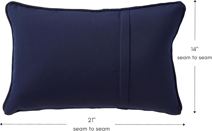 Greendale Home Fashions Sunbrella 21" x 14" Rectangle Outdoor Throw Pillow with Removable Cover (Set of 2), Canvas Navy 2 Count