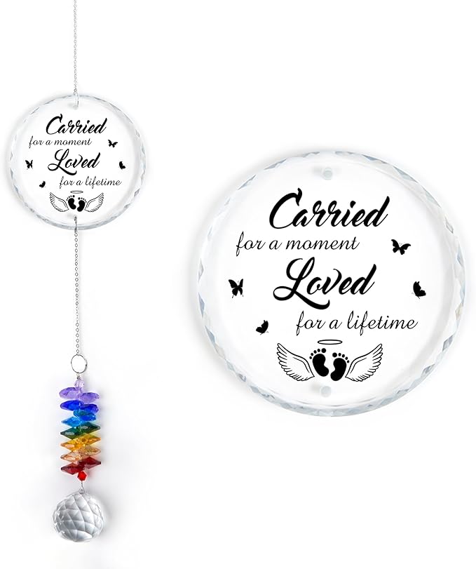 Glass Ornament Suncatcher - Infant Loss Gift - Sympathy Gift for Loss of Loved One - Memorial Ornaments - Heaven Keepsake - Daily Remembrance - Grieving Gifts for Mom, Sisters, Friends