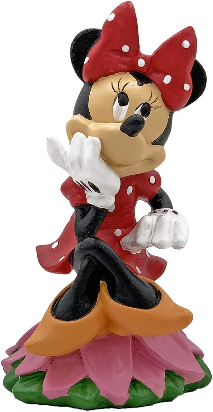 Disney Minnie Mouse Sitting on a Flower Everyday Outdoor Garden Statue, 6 inches Tall, Officially Licensed Disney Product