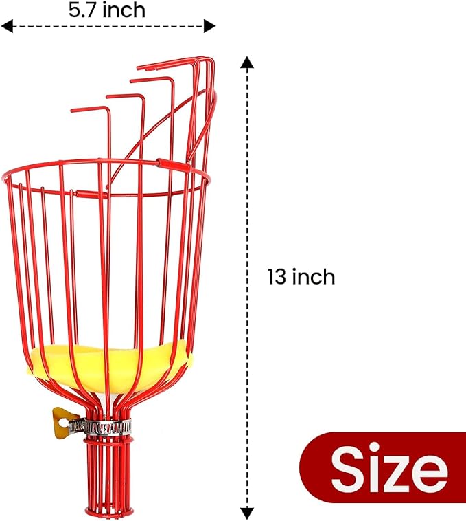 Fruit Picker Pole with Basket Segmented Fruit Picker Pole Tool for Apple Avocado Cherry Lemon Mango Orange Peach Picking(40-160") 8FT