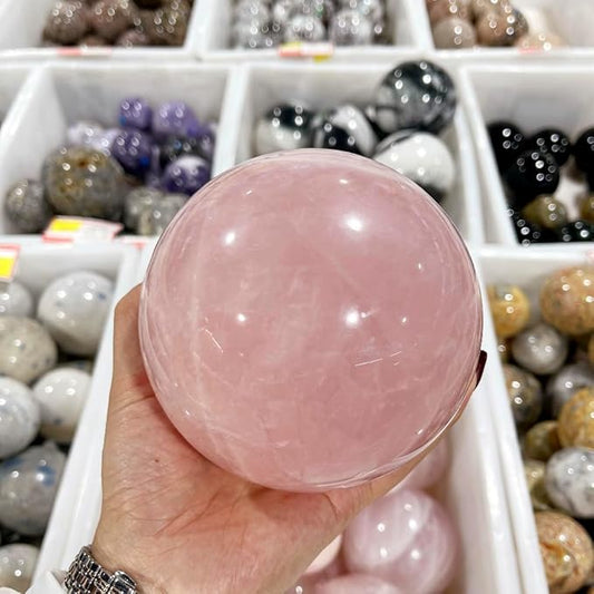 5-6CM/1.97-2.36inch Natural Pink Crystal Ball Rose Quartz Sphere Polished Divination Ball Decorative Sphere Healing Crystals Ball Stone Crafts Home Decor Ornament Gifts (50-60mm, Pink Crystal)