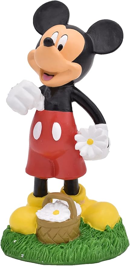 Disney Mickey Mouse Picking Daisies Everyday Outdoor Garden Statue, 6 inches Tall, Officially Licensed Disney Product
