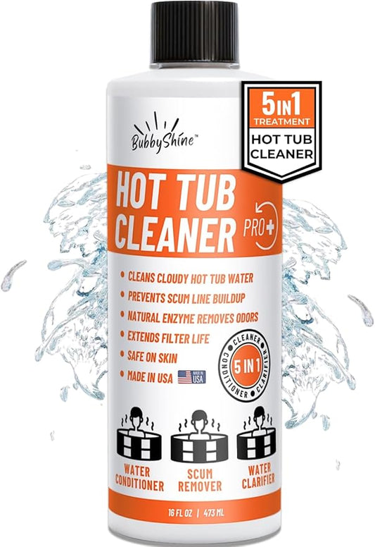 5in1 Weekly Hot Tub Cleaner - 16 Treatments, Conditioner, Clarifier - Hot Tub Chemicals, Spa Protector All in One Starter Kit, Spa Chemicals for Hot Tub for Crystal Clear Water - Made in USA