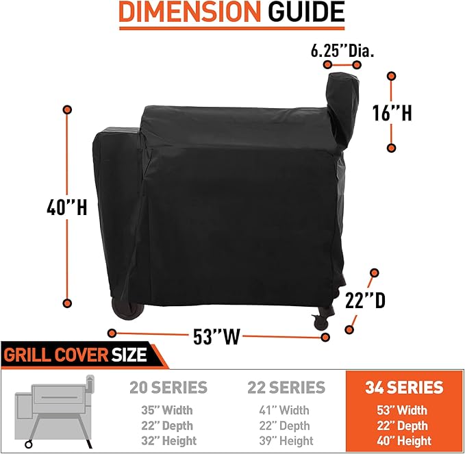 Arcedo Waterproof Pellet Grill Cover Compatible with Traeger Pro 34 Series - Full Length Heavy Duty Wood Pellet Smoker Covers for Texas Elite, Pro 780, Outdoor Barbecue Grill Protector