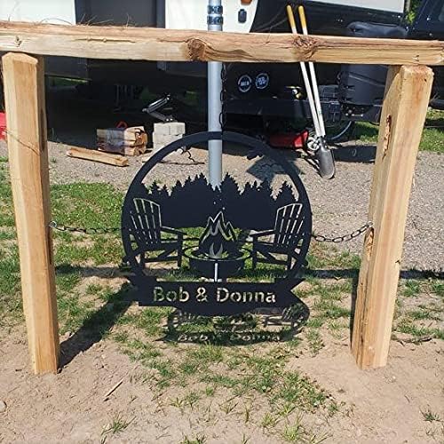 RealSteel Forest Campfire Monogram, Custom Home & Wall Décor, Personalized Sign, Outdoor Campsite, for Backyards, Deer Leases, Campgrounds, and Fire Pit area (Black, 18)