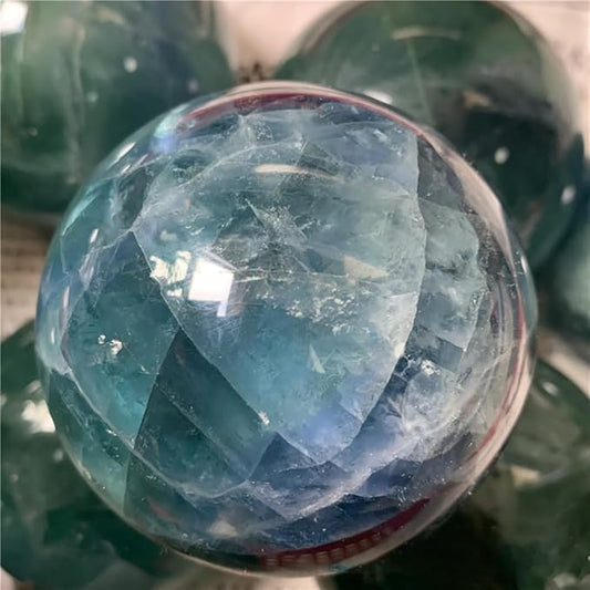 6-7CM/2.36-2.76inch Natural Crystal Ball Fluorite Sphere Polished Divination Ball Decorative Sphere Healing Crystals Ball Crafts Healing Stone Collect Gifts Home Decoration(Fluorite, 60-70mm)