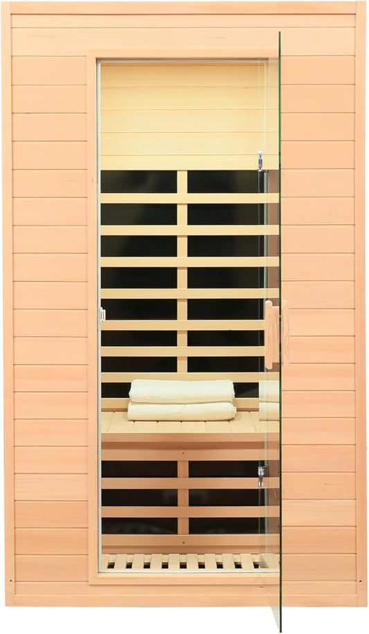 2 Person Infrared Sauna, Low EMF FAR Infrared Sauna for Home, 1500 Watts Canadian Hemlock Indoor Saunas with LED Reading Lamp, LCD Display-Control, Blue-Tooth Audio