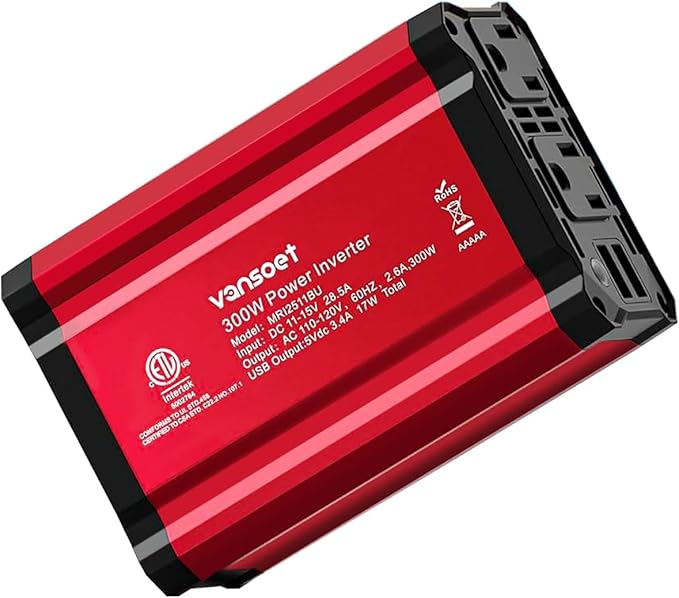 300W Power Inverter 12V DC to 110V AC, vansoet Fast Car Charger Plug in Adapter Outlet with PD 65W USB-C&QC 18W Port, Portable Power Converter for Laptop Vehicles Camping Road Trip Essentials Adults