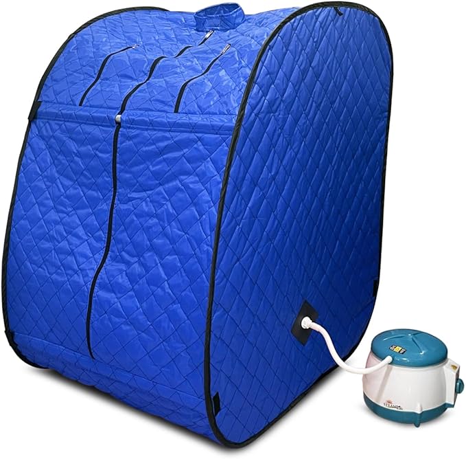 Kawachi Portable Steam Sauna Bath with 1.5L Steam Generator, 750W Power, Blue, Personal Home Spa for Full Body Detox Therapy and Relaxation