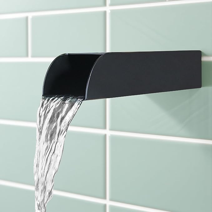 4x3 Inch Stainless Steel 316 Waterfall Spout for Pools Ponds Water Walls - Outdoor Fountain Spillway with Straight Flow Design & Built-in Lip (Black)