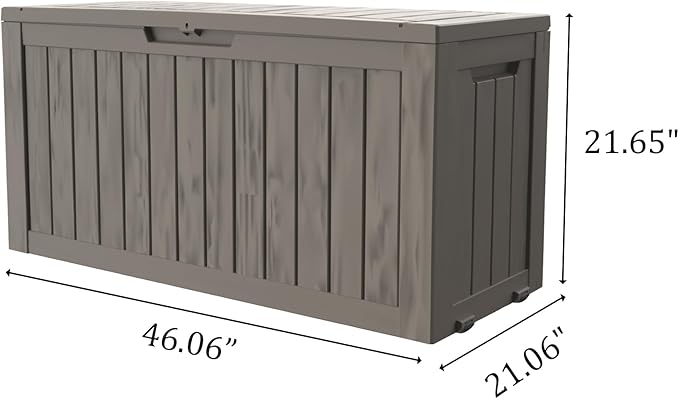 TARKARI 90 Gallon Lockable Resin Deck Box with Wheels, Waterproof & UV-Resistant Outdoor Storage Box for Outdoor Cushion Storage, Garden Tools & Pool Accessories Storage, Gray
