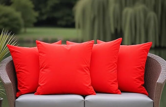 18" x 18" Throw Pillows, Outdoor Waterproof Pillows with Inserts, Square Decorative Pillows for Patio Furniture Garden Couch Sofa Home(Red, Set of 4)