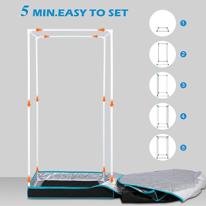 Portable Steam Sauna Box – Home Sauna Tent with 4L & 1500W Steamer, Remote Control Time & Temperature Settings, Foldable Chair Included for Relaxation