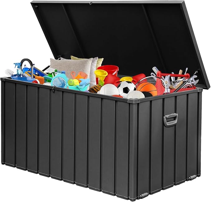 Domi 190-Gallon Outdoor Storage Box – Waterproof, Lockable Storage Cabinet for Patio Furniture, Garden Tools & Pool Supplies – Large Metal Storage for Cushions, Toys & More