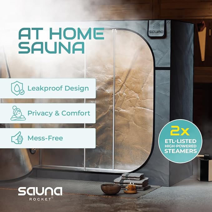 3 Person Full Body Sauna Box - Portable Sauna for Home Relaxation, Muscle Recovery, and Skin Health - Leak-Proof Design for at-Home Setup - USA Owned (1 Tent and 2 Steamers Included)