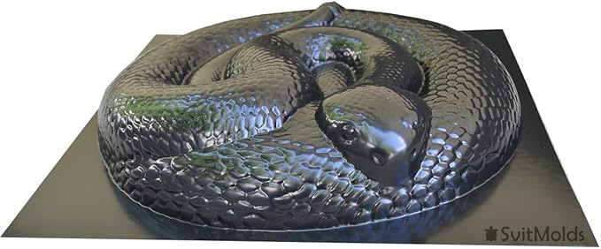 SvitMods Mold Snake DIY Statue for Garden Black ABC Plastic Concrete Cement Mould Rattlesnake Garden Decor Mold Croc for Garden Figure (D72-Small)