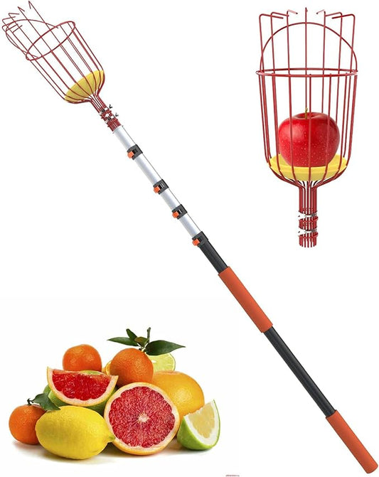 AgiiMan 5 to 20 FT Fruit Picker Pole - Reach to 26 FT Fruit Picker with Telescopic Extension Pole, Lightweight and Sturdy Aluminum Telescopic Pole, Easy to Assemble Fruit Picking Basket